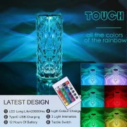 Next Crystal Table LED Lamp Diamond Rose Night Light Touch Atmosphere Bedside Bar USB