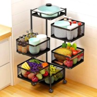 5 Layer (Square) Full Metal Fruit/Vegetable Rack with Wheel